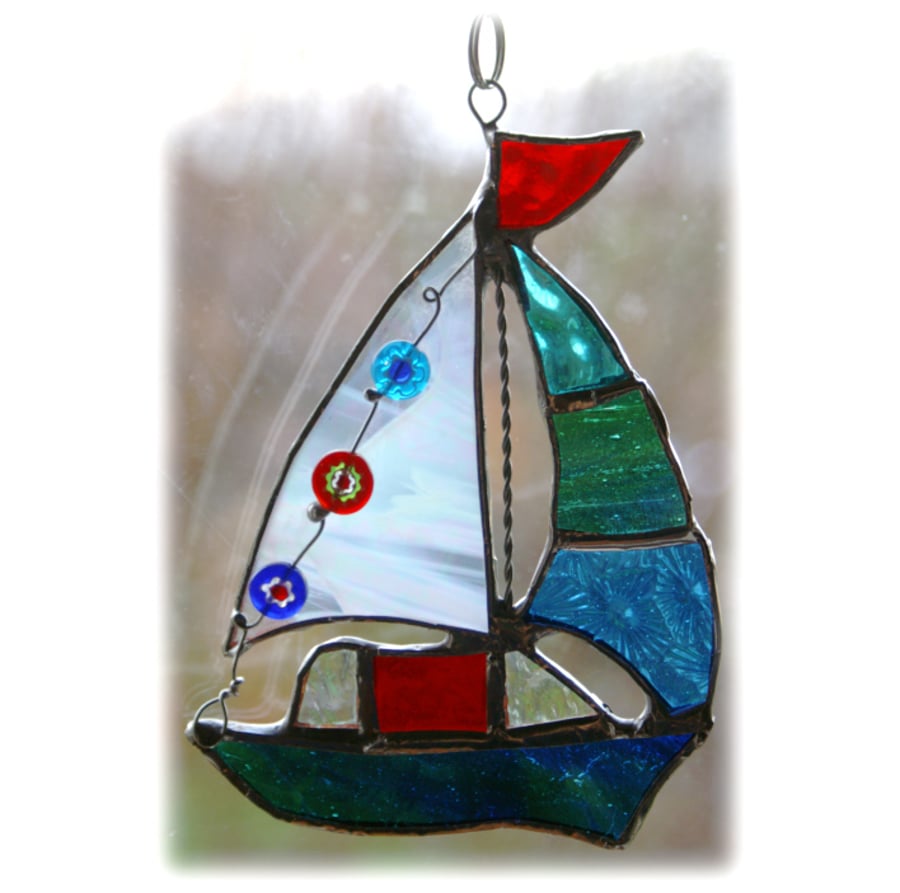 Boat Suncatcher Stained Glass Sailboat Yacht