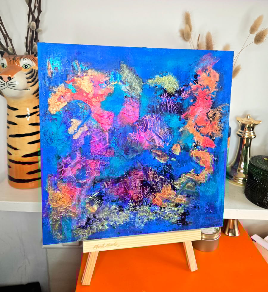 Reef of reverie - original abstract piece 12" x 12"