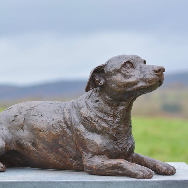 Lying Jack Russell Terrier Dog Statue Bronze Resin Garden Sculpture