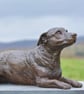 Lying Jack Russell Terrier Dog Statue Bronze Resin Garden Sculpture - Image 1