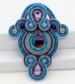 Large Soutache Brooch Blue Purple Statement Brooch Handmade UK - Image 1