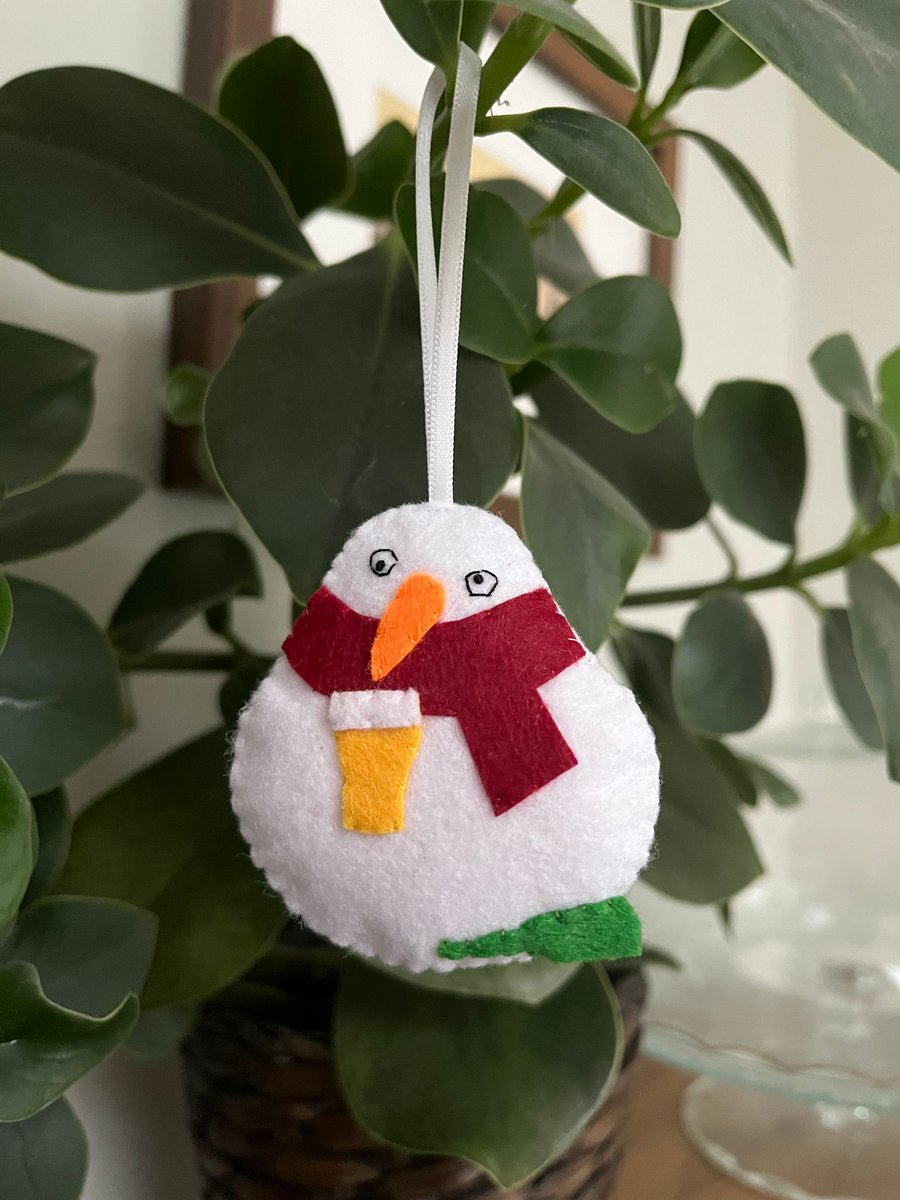 The Tipsy One - Felt Snowman Decoration