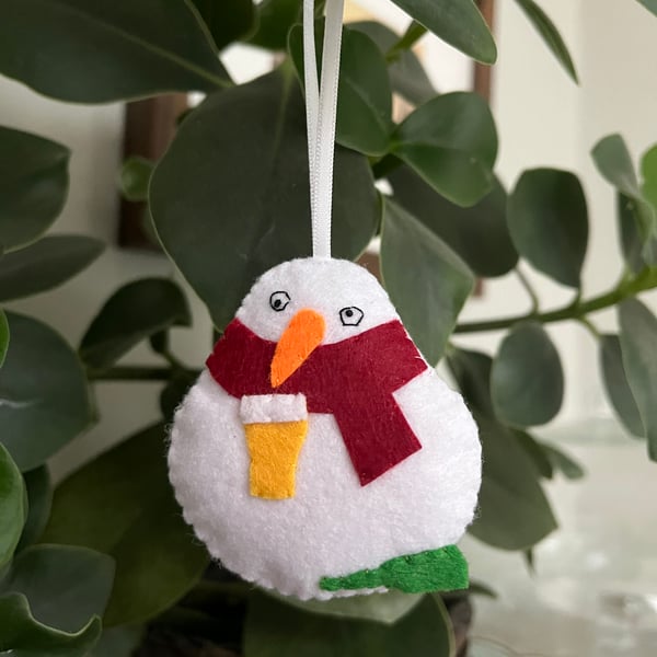 The Tipsy One - Felt Snowman Decoration