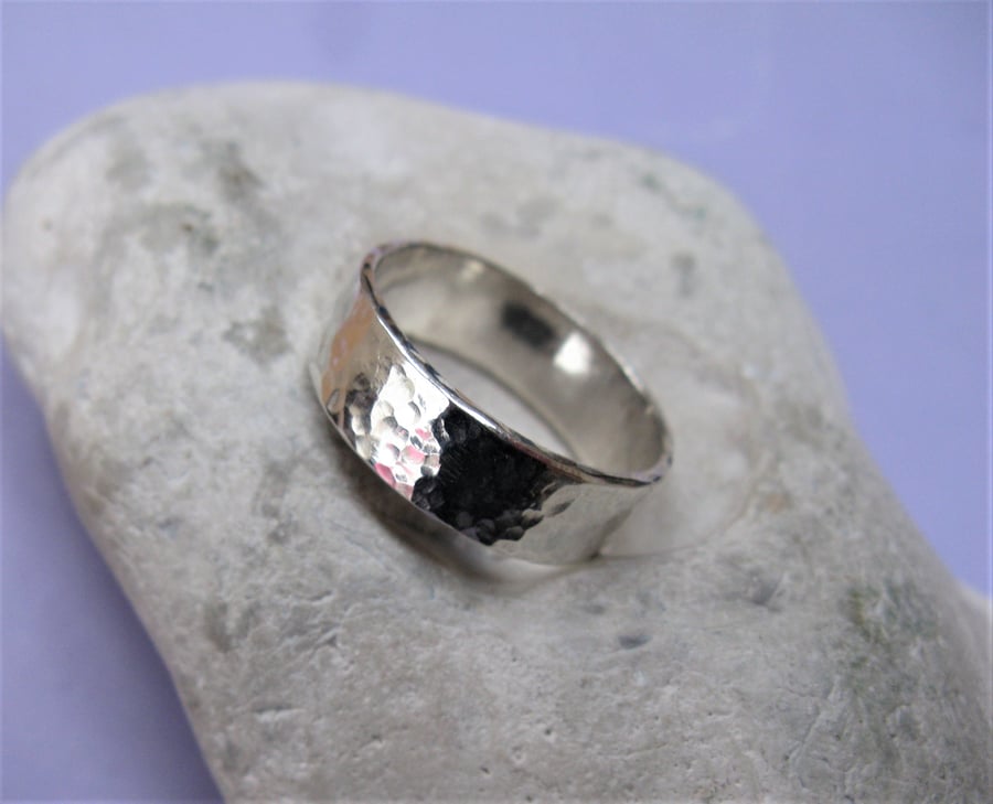 Hallmarked Hammered sterling silver ring