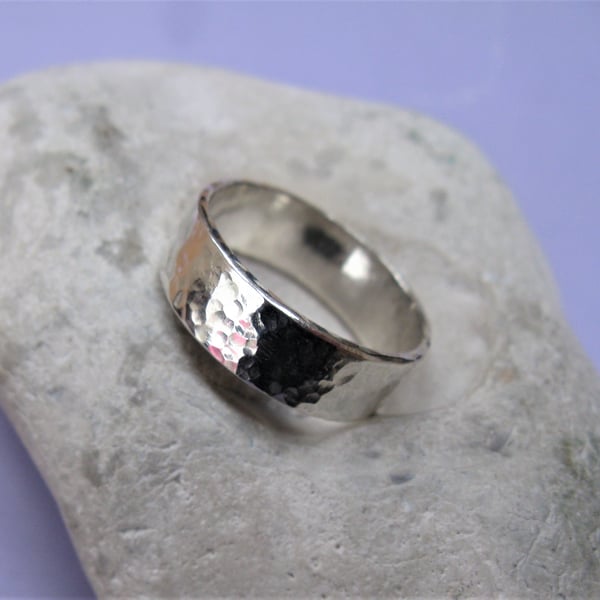 Hallmarked Hammered sterling silver ring
