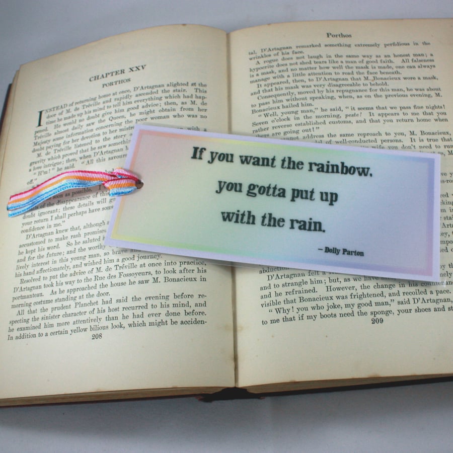 Rainbow bookmark with inspirational quote