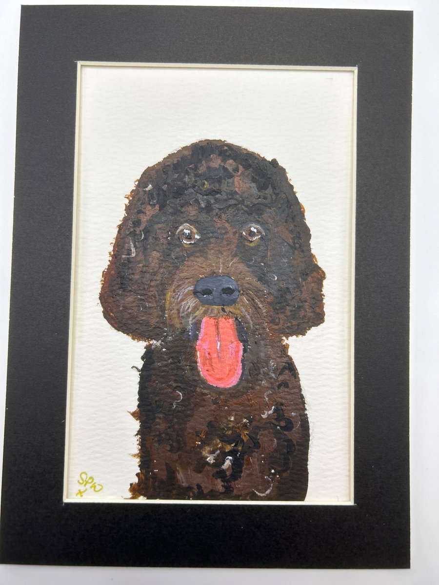Original painting dog portrait.5x7" acrylics 
