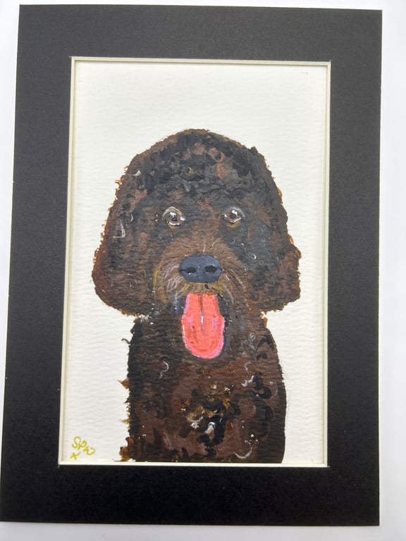 Original painting dog portrait.5x7" acrylics 