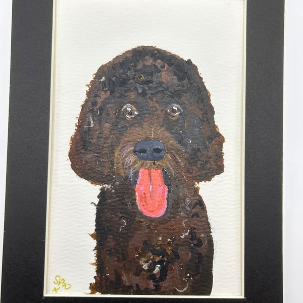 Original painting dog portrait.5x7" acrylics 