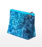 Brilliant Blue and Aqua Batik Makeup or Toiletries Bag