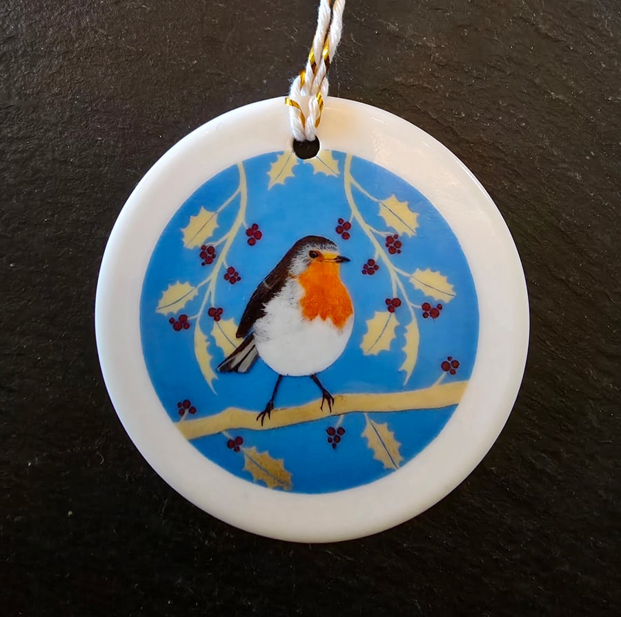 Robin Ceramic Hanging Bauble 