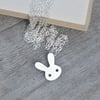 bunny rabbit necklace in sterling silver, handmade in Cornwall