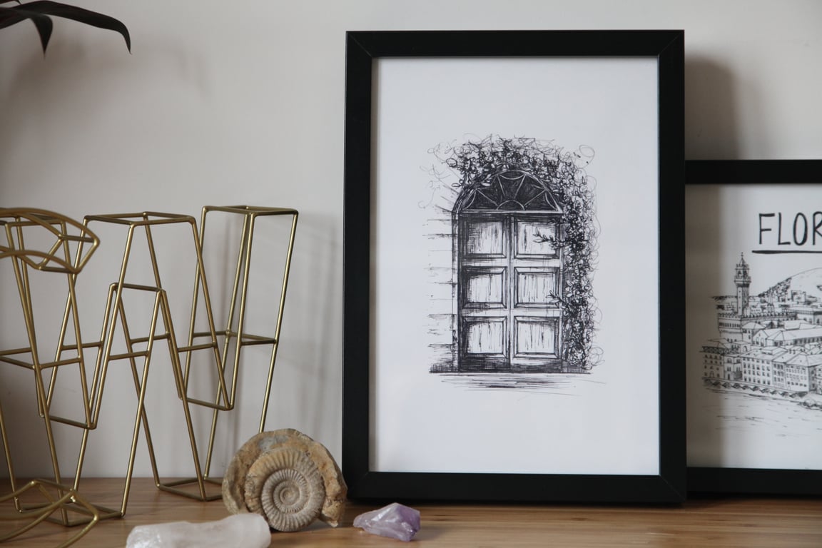 Old Door Illustrated Print