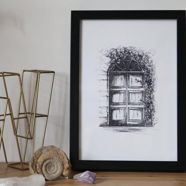 Old Door Illustrated Print