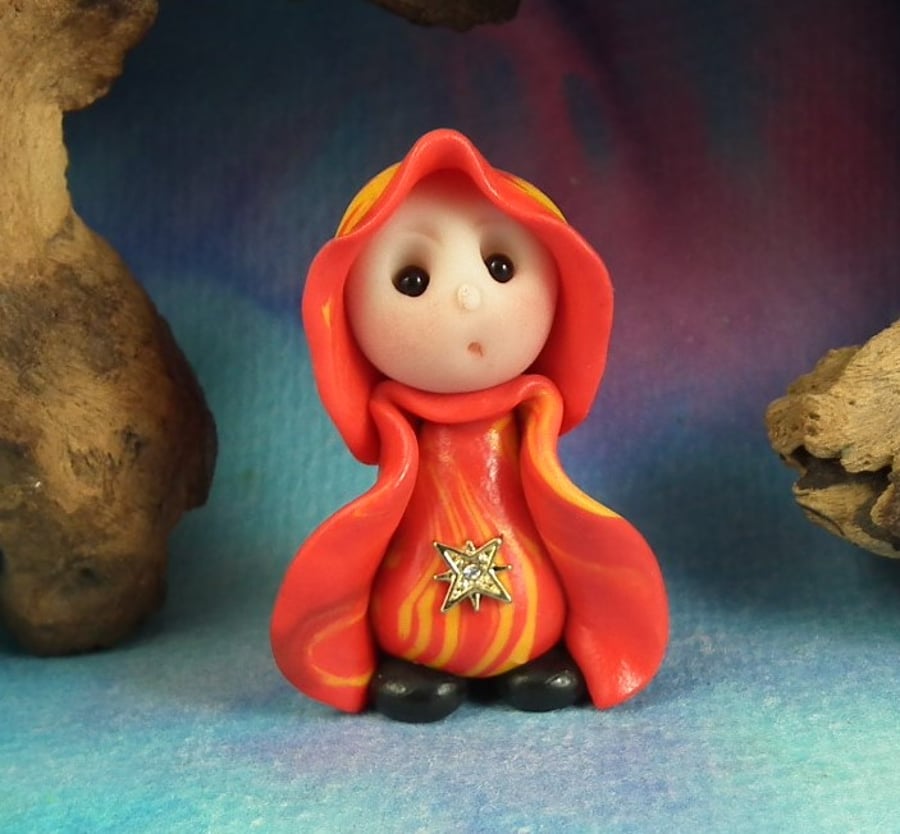 Spring Sale ... Tiny Blossom Gnome 'Roz' OOAK Sculpt by Ann Galvin