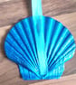 'Blue forget me knots' Handpainted king scallop shell wall art.   - Image 6