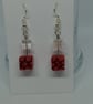 Red Millefiori Cube Earrings - Image 1
