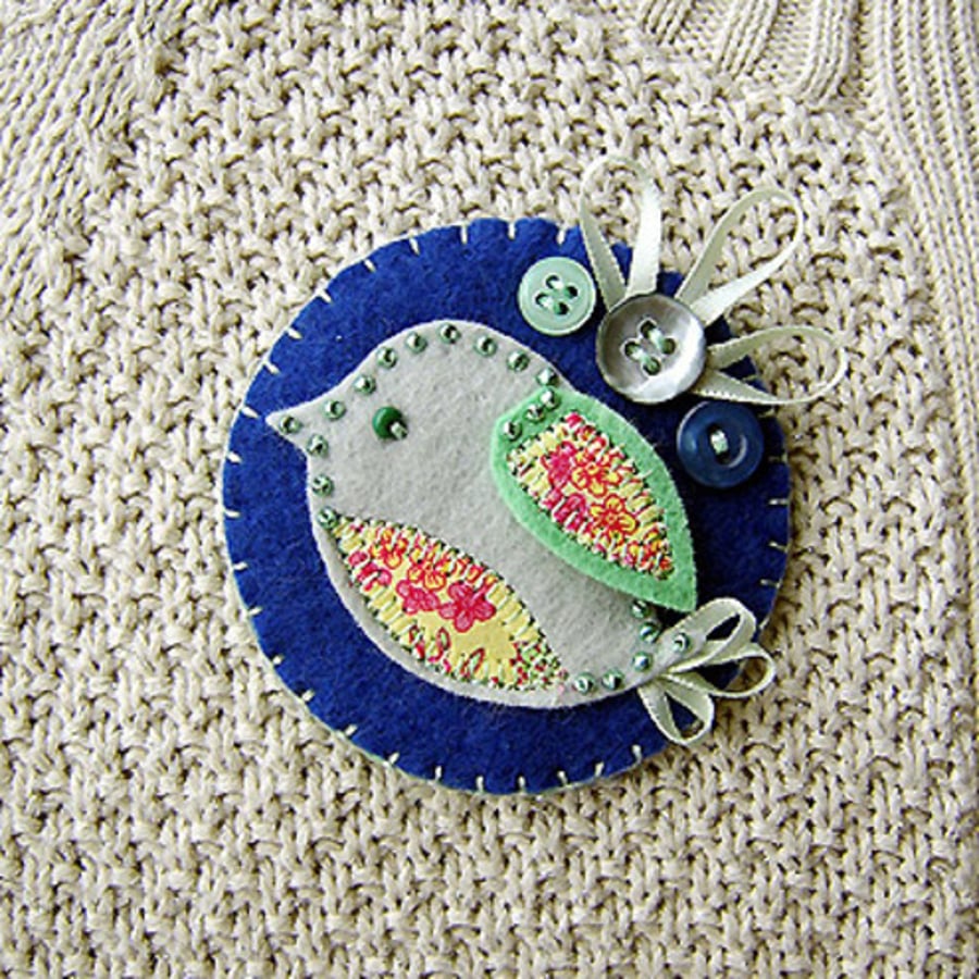 Little Bird Fabric Brooch