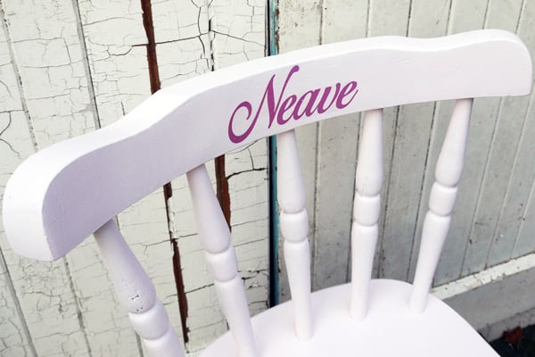 Child's personalised vintage wooden chair with name upcycled and made to order 