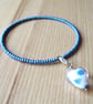 Blue Heart Seed Bead Charm Bracelet - Image 1