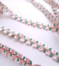 Pink and green decorative ribbon trim braid, ribbon, 3 metres, 10mm wide - Image 1