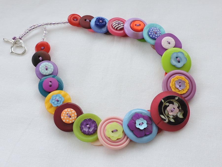  Sale Button Necklace  Multi Coloured