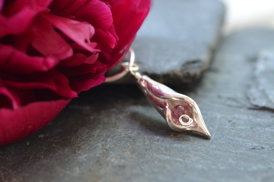 Calla Lily fine silver pendant