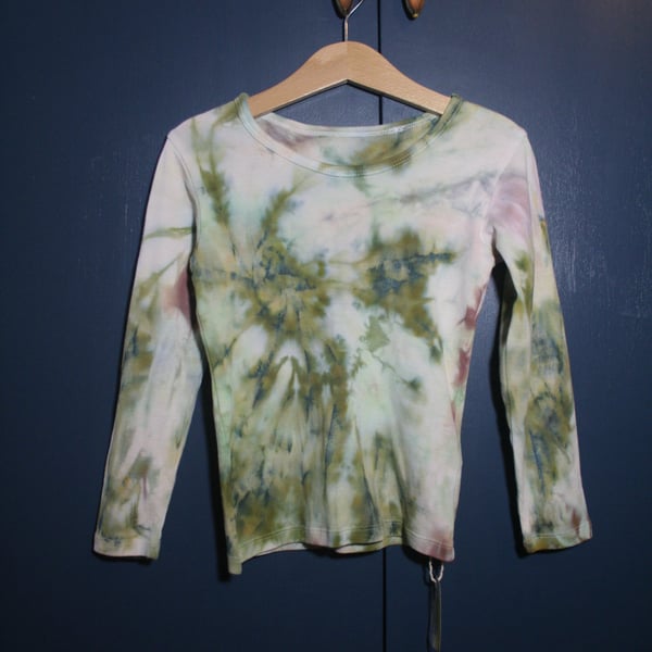 3-4 years Long Sleeved Ice-Dyed Top Forest Inspired