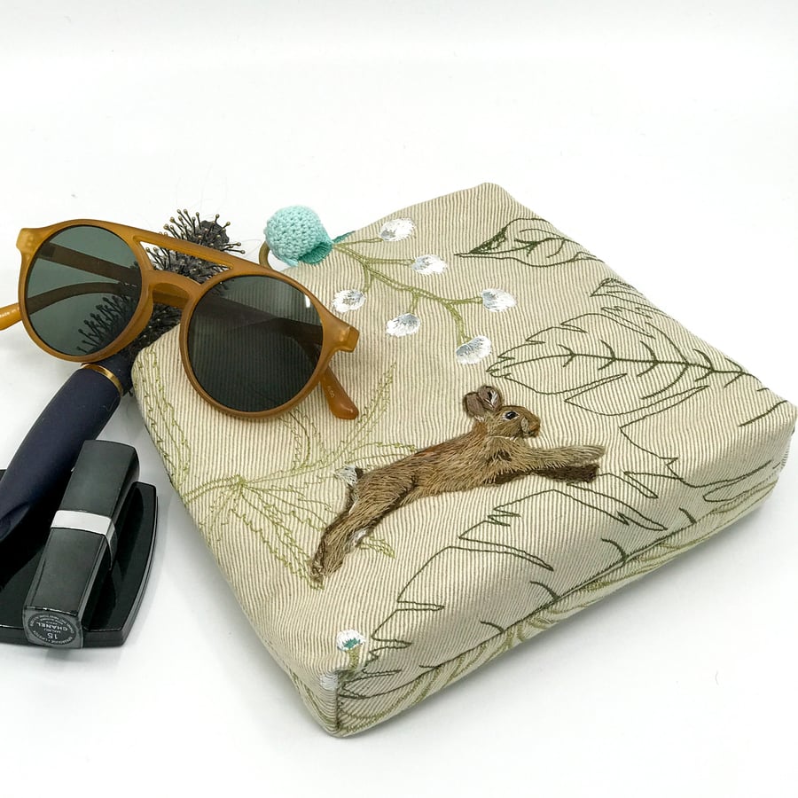 Clutch  bag with embroidered rabbit