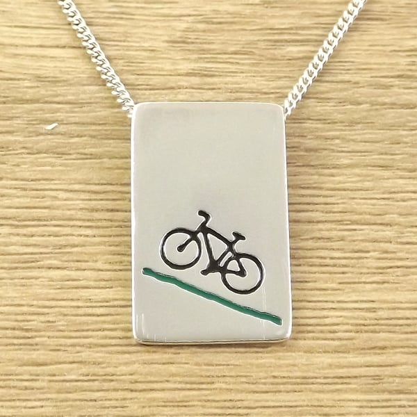 Mountain bike pendant (large) handmade from sterling silver