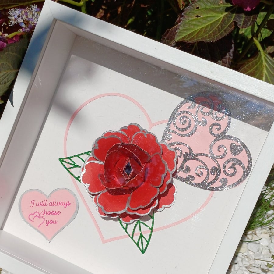 Hearts and Rose Picture. Handmade and Unique. A Lovely Gift For Someone Special