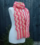Crochet Stripey Scarf in Peach and Watermelon - Image 2
