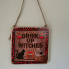 Handmade 10cm x 10cm Wooden Witches Hanging Plaque, Decoration