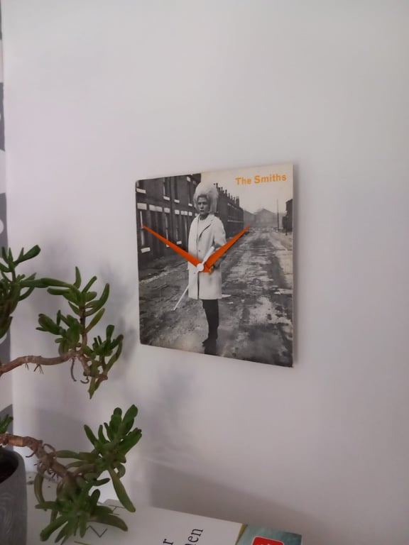 80s record sleeve clock, Upcycled retro music wall art, The Smiths vinyl artwork
