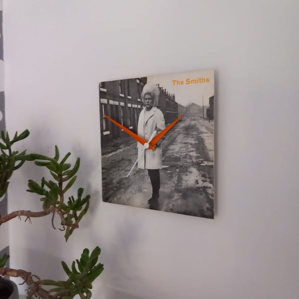80s record sleeve clock, Upcycled retro music wall art, The Smiths vinyl artwork