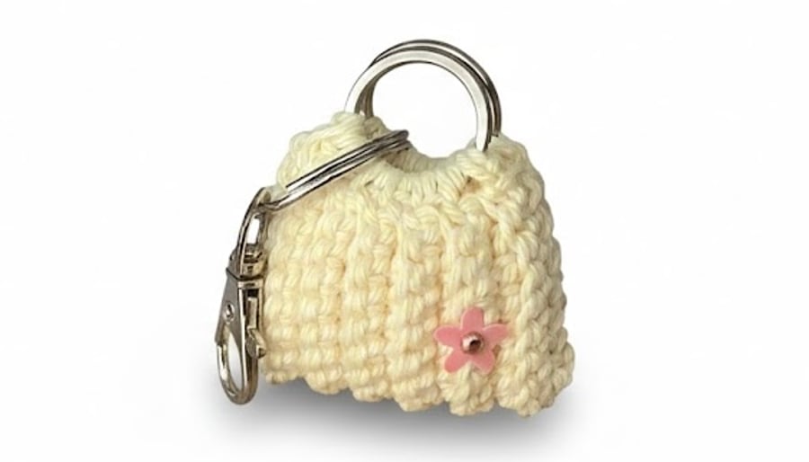 Keyring small crochet bag, very elegant accessory