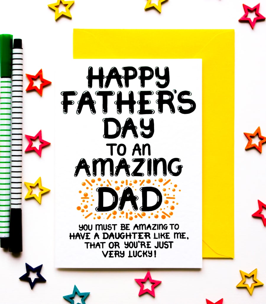 Funny Fathers Day Card, Father's Day Card From Teenage, Adult Daughter