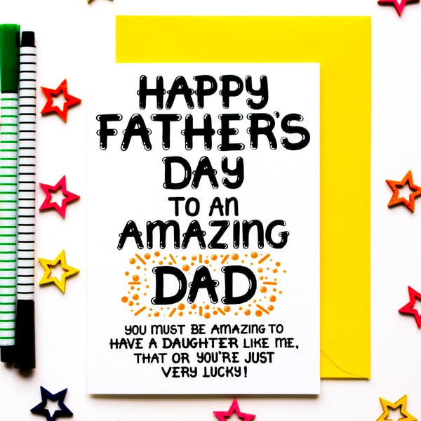 Funny Fathers Day Card, Father's Day Card From Teenage, Adult Daughter