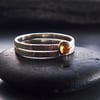 Duo of Sterling Silver Textured Bands with Citrine