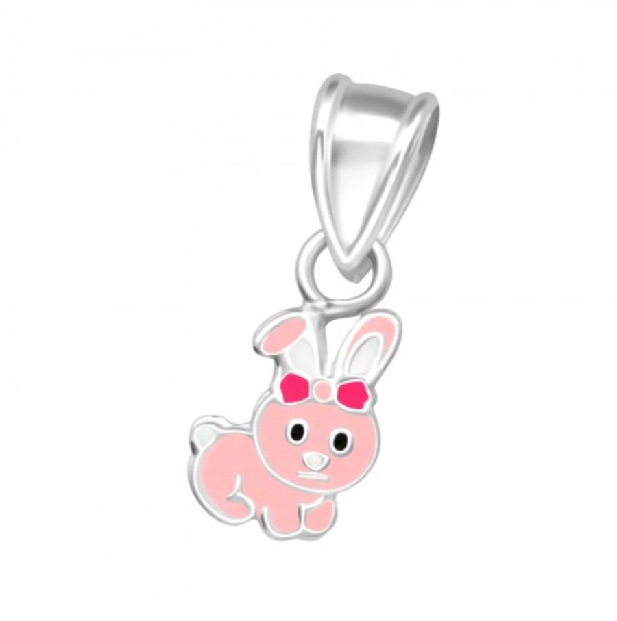 Sterling Silver Cute Pink Bunny Charm