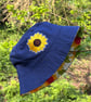 Blue and sunflower reversible bucket hat with sunflower motif