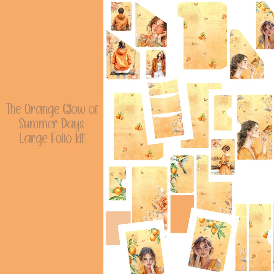  The orange glow of summer days Large folio kit Scrapbooking, Digital Download