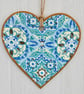 Blue Diamond: Decoupaged Wooden Hanging Heart 15cm (6”)