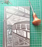 'The Cliff Railway. Original handprinted linoprint of the Cliff Railway. - Image 8