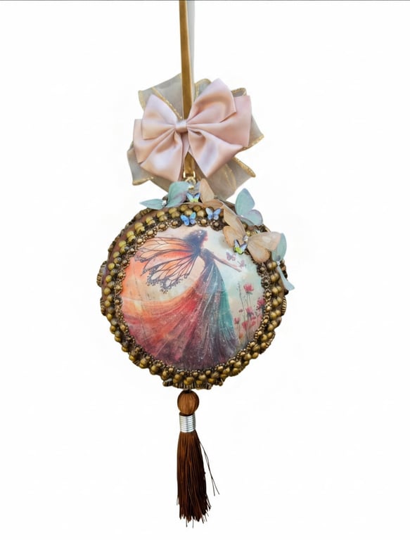 Handcrafted Fairy Bauble Ornament. Enchanted Forest Fantasy Gift