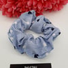 Scrunchie,  blue and white stripe hearts cotton. 3 for 2 offer. 