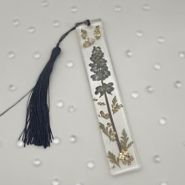  Perfectly Imperfect Resin Dried Flower Bookmark Page Marker Blue Gold Leaf