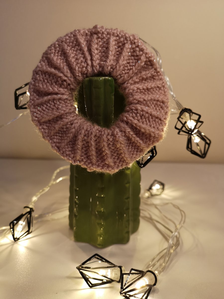 Pink glittery knitted scrunchie