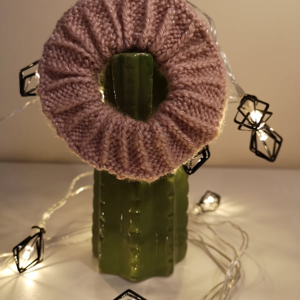 Pink glittery knitted scrunchie