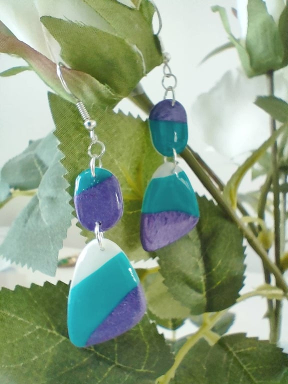 Polymer Clay Two Tier Drop Earrings